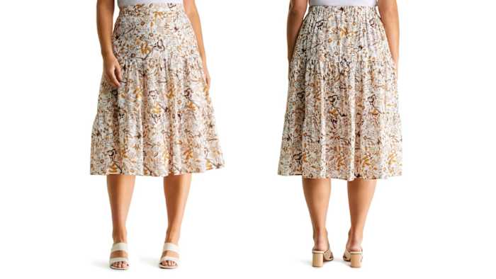 Nordstrom - Cinque Terre Floral Linen Skirt Plus Size